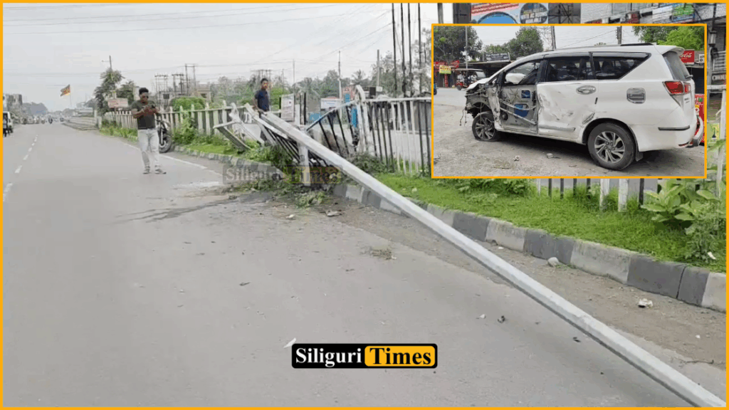Car hits divider in late-night mishap at Fulbari Bypass