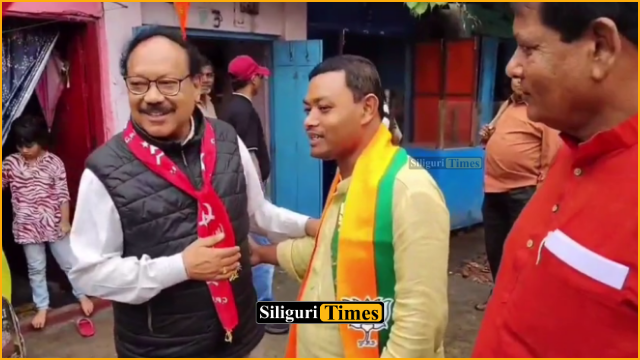 BJP and CPI(M) candidates exchange courtesies during campaign in Bagdogra