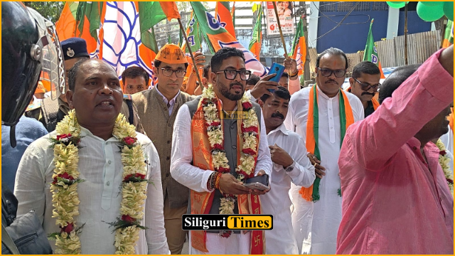 BJP candidates Shankar Ghosh, Anandamay Barman and Durga Murmu file nominations in Siliguri