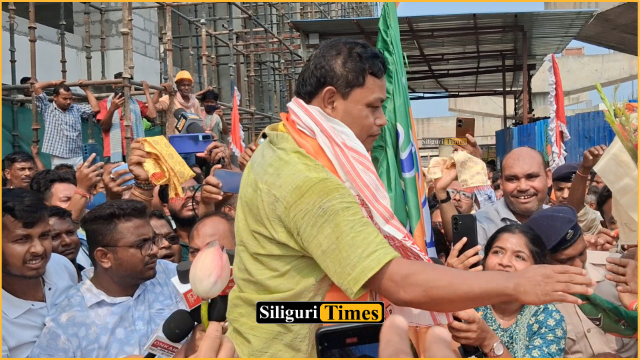 Minister of State Anandamay Barman receives grand welcome on return to Siliguri