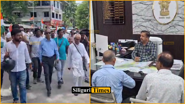 TMC stages protest march in Siliguri against eviction of hawkers and traders from railway land, submits memorandum to ADRM