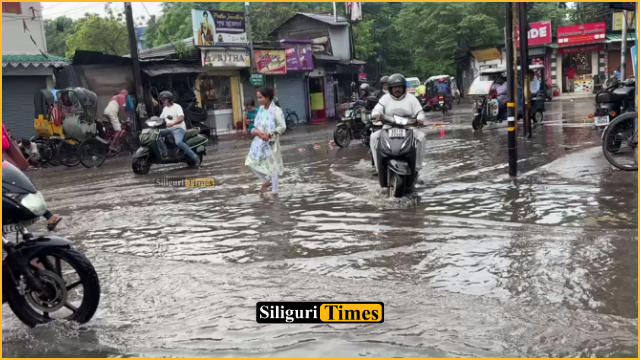 Brief spell of rain leaves area near Tikiapara More in Siliguri waterlogged, water enters shops