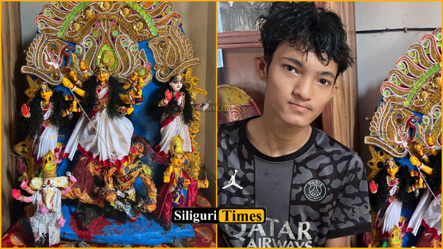 16-year-old boy from Siliguri with speech difficulties showcases artistic talent by crafting Durga idol