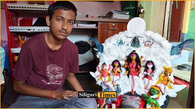 14-year-old student from Belakoba crafts clay Durga idol, names it ‘Chander Durga’