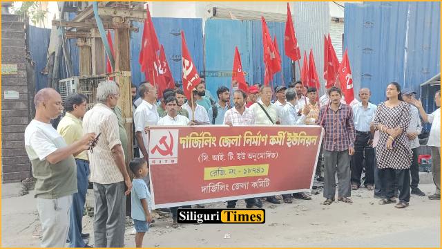CITU stages protest demanding compensation for worker who died at under-construction building in Siliguri’s Haiderpara